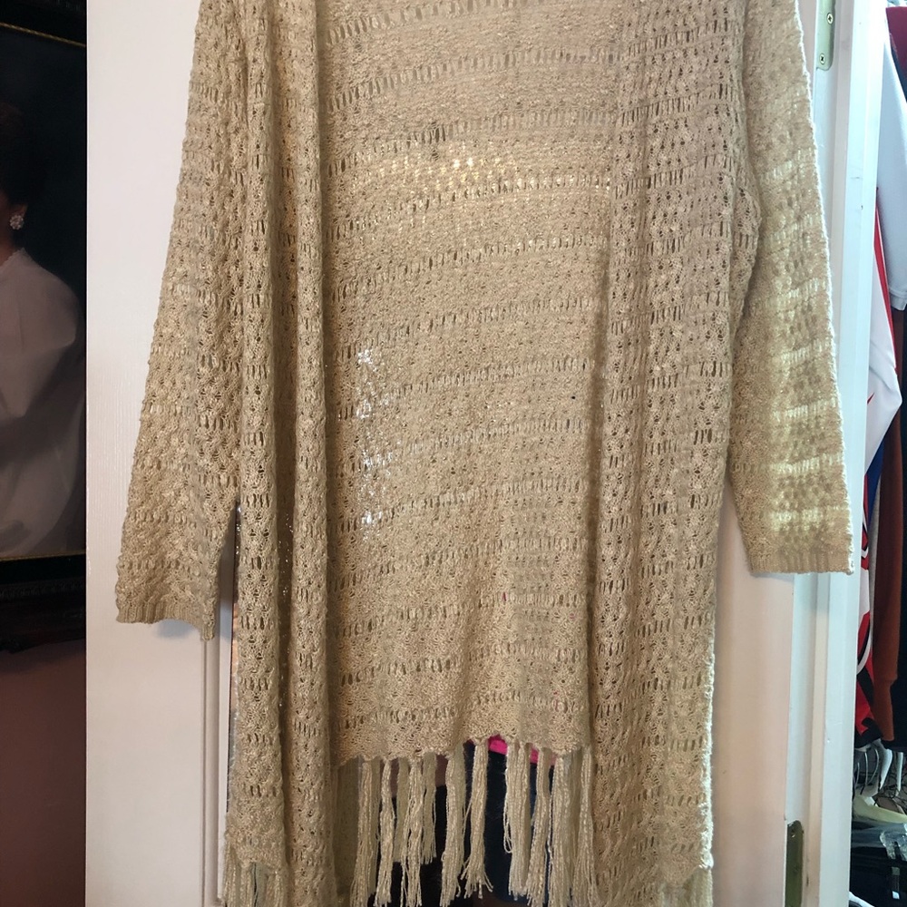 Women’s tan sweater cardigan size L